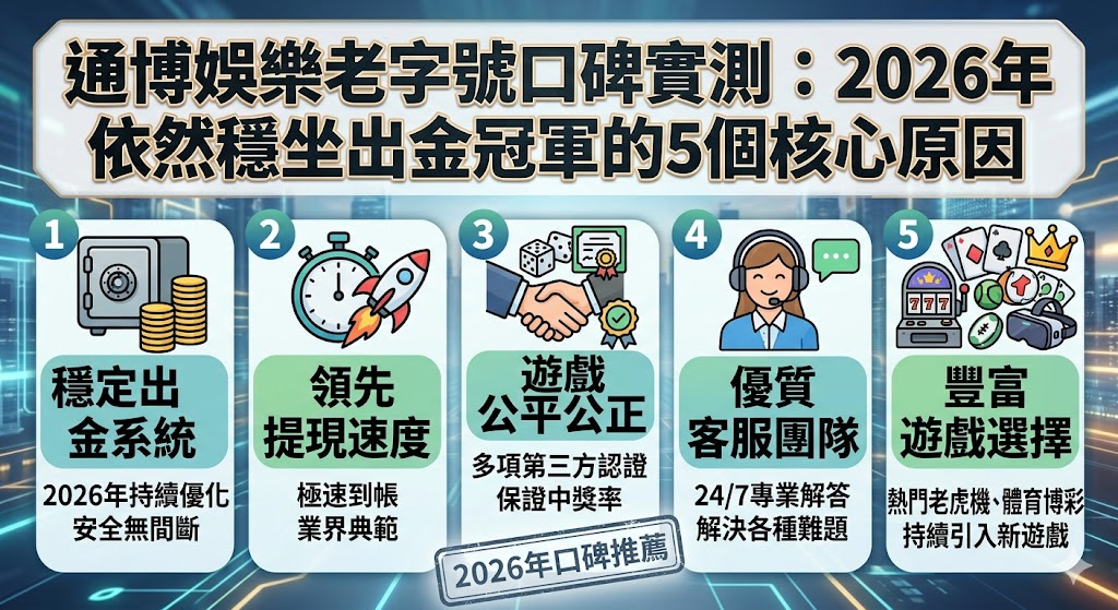 通博娛樂老字號口碑實測：2026年依然穩坐出金冠軍的5個核心原因